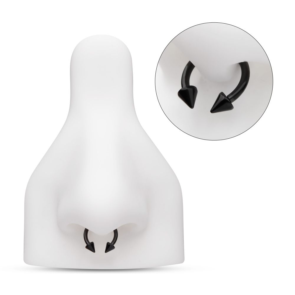 Black PVD Titanium Internally Threaded Spike Ends Circular Barbell