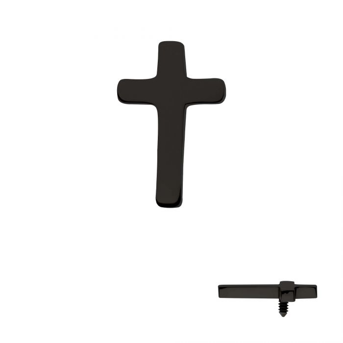 Black PVD Titanium Internally Threaded Cross Top