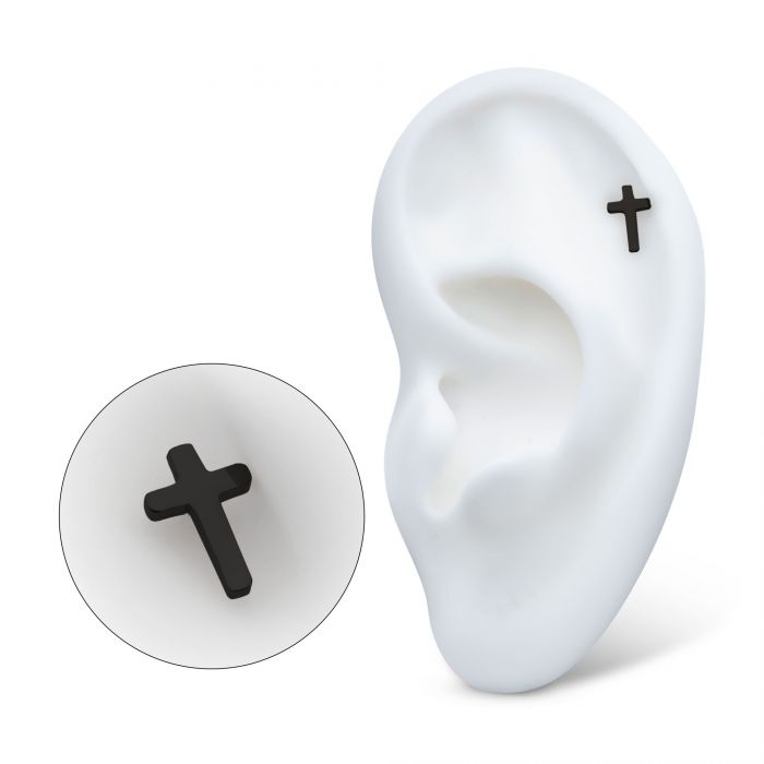 Black PVD Titanium Internally Threaded Cross Top