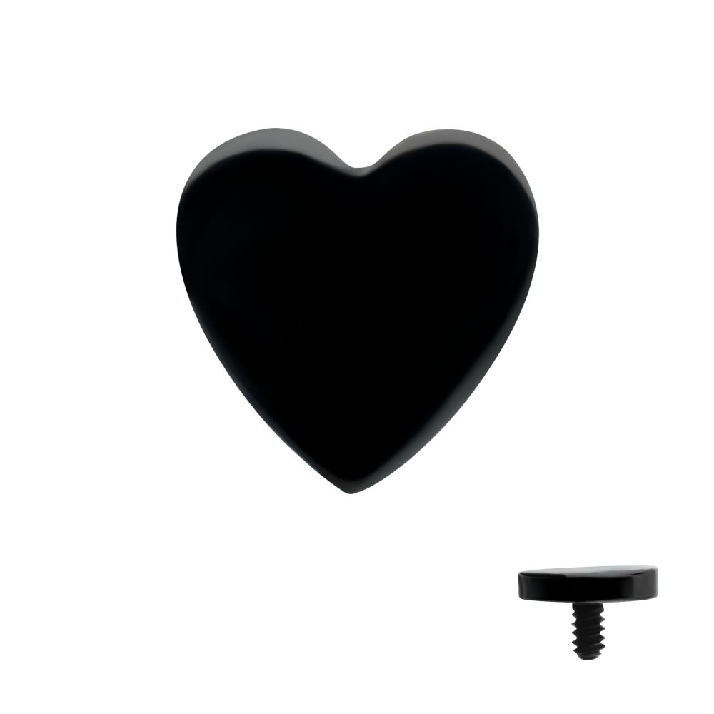 Black PVD Titanium Internally Threaded Heart Top