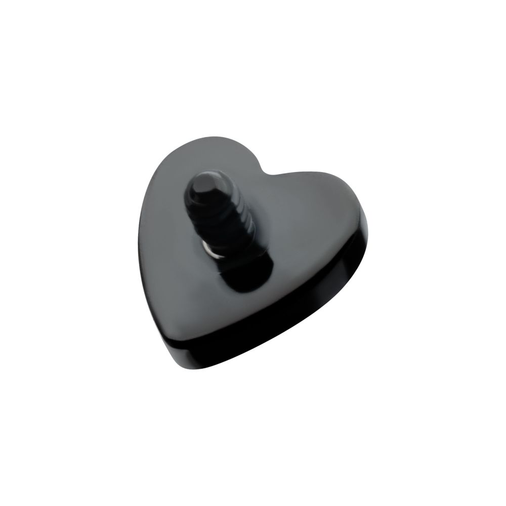 Black PVD Titanium Internally Threaded Heart Top