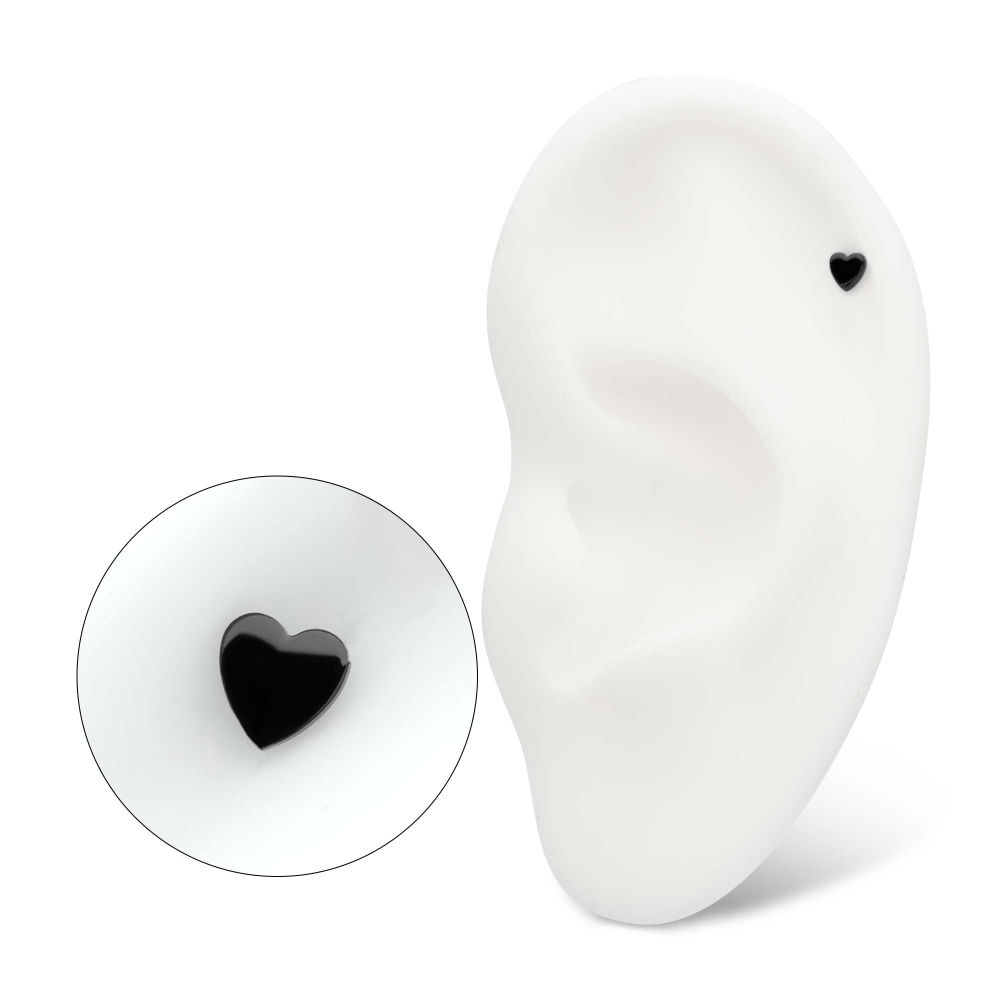 Black PVD Titanium Internally Threaded Heart Top