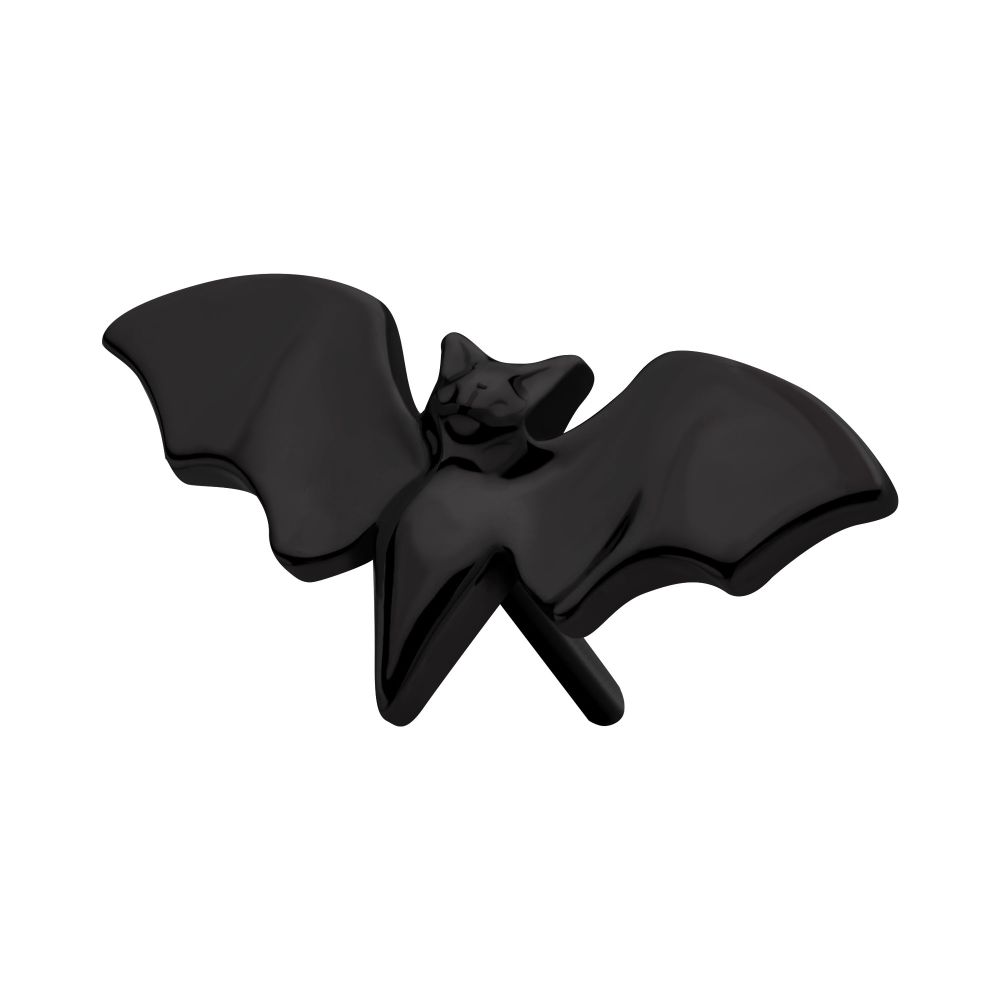 Black PVD Titanium Threadless Open Wings Bat Top