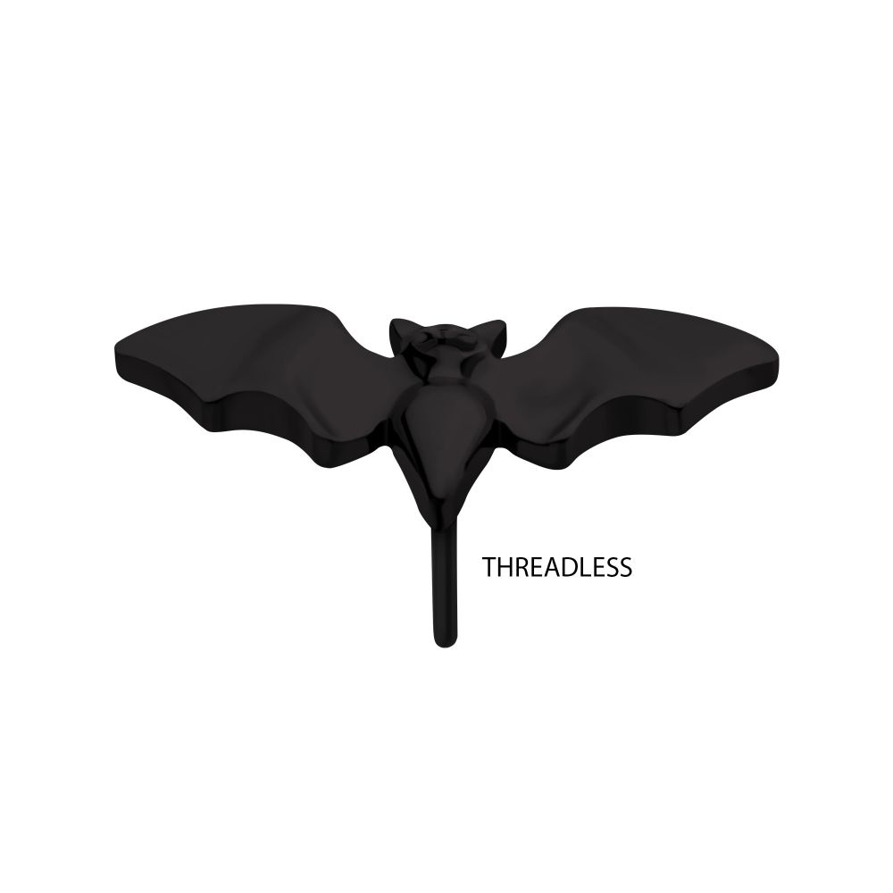 Black PVD Titanium Threadless Open Wings Bat Top