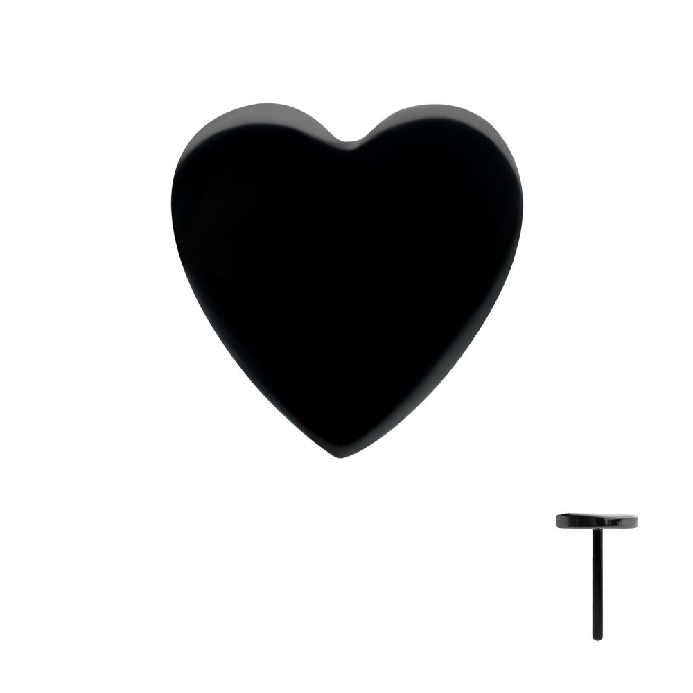 Black PVD Titanium Threadless Heart Top
