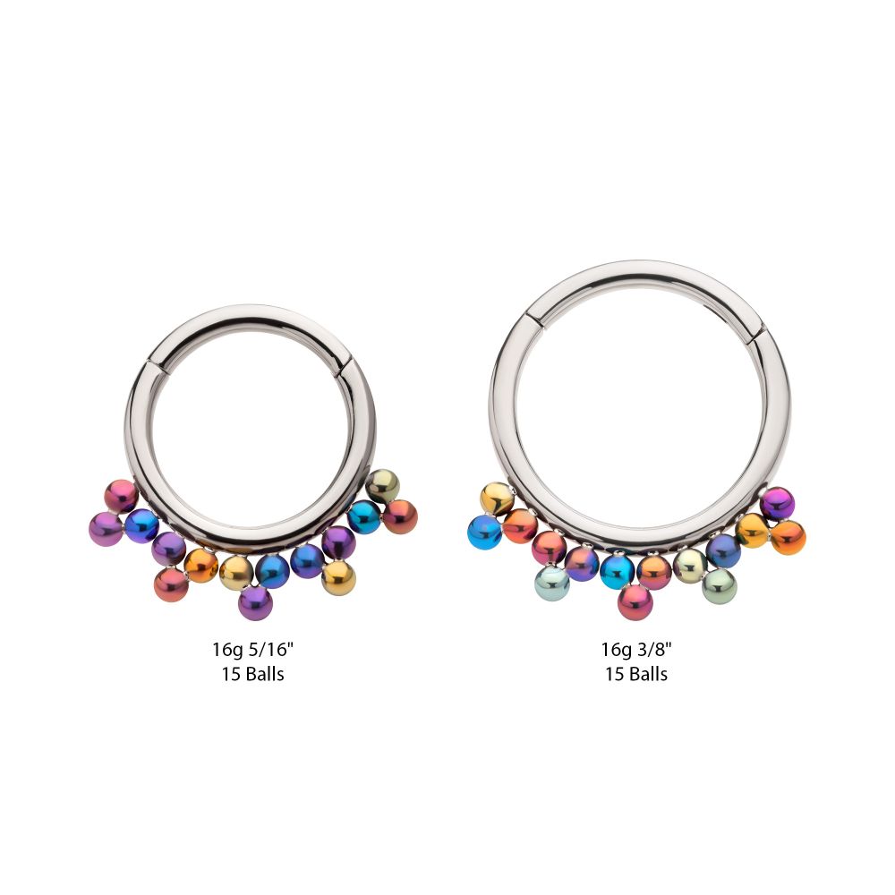 Titanium 5-Cluster Anodized Tri Beads Front Facing Hinged Segment Clicker