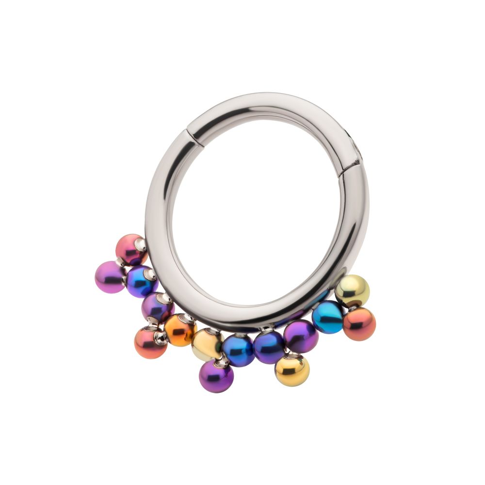 Titanium 5-Cluster Anodized Tri Beads Front Facing Hinged Segment Clicker
