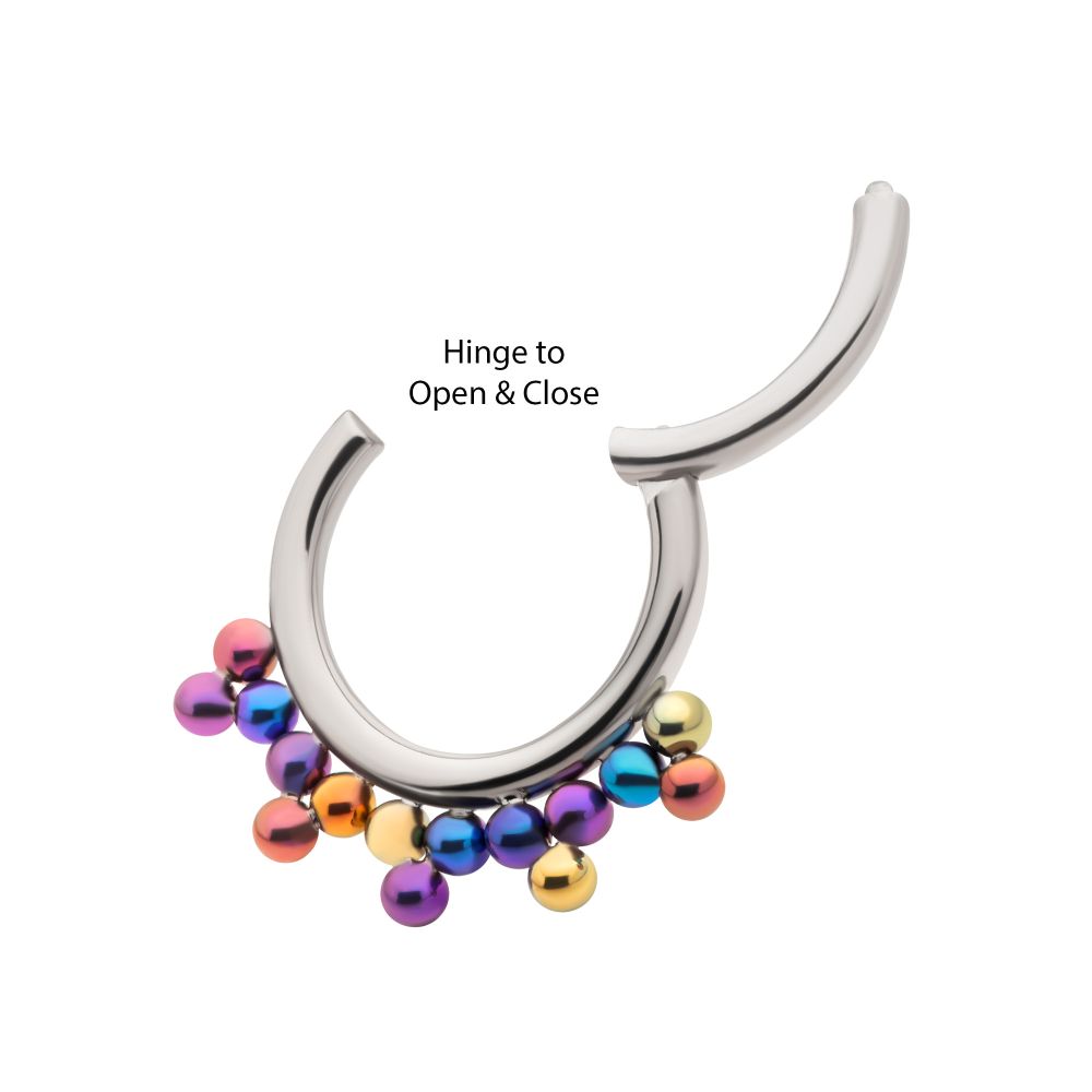 Titanium 5-Cluster Anodized Tri Beads Front Facing Hinged Segment Clicker