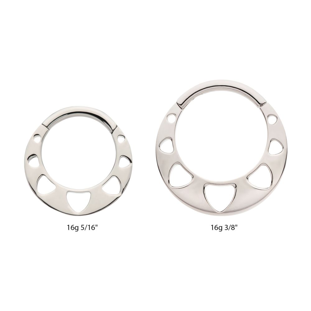 Titanium Cut Out Pyramid Shape Front Facing Hinged Segment Clicker