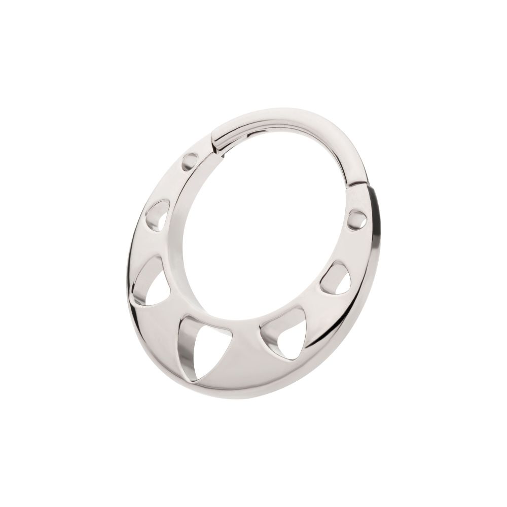 Titanium Cut Out Pyramid Shape Front Facing Hinged Segment Clicker