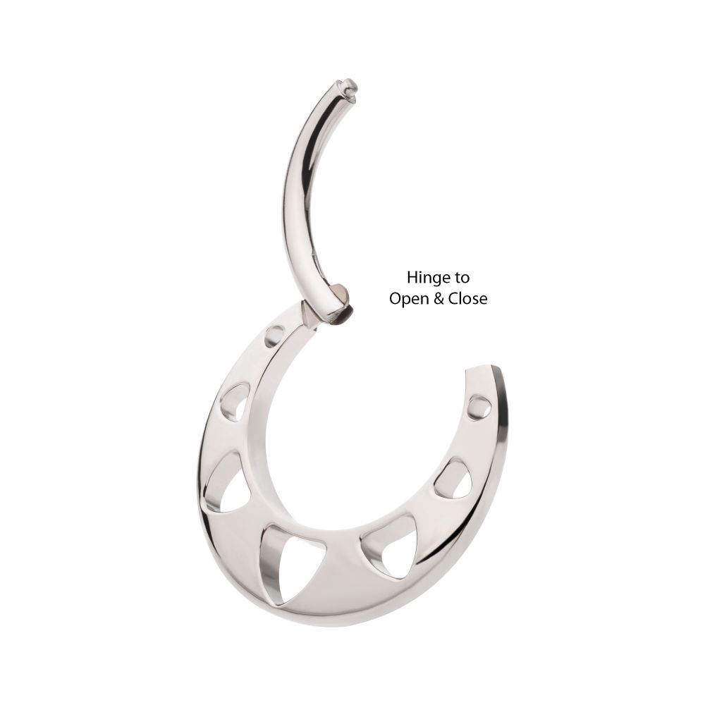 Titanium Cut Out Pyramid Shape Front Facing Hinged Segment Clicker