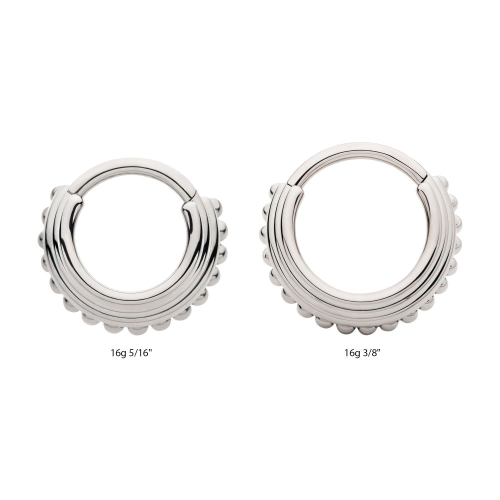 Titanium Quadruple Stacked Side Facing Hinged Segment Clicker with Clustered Beads