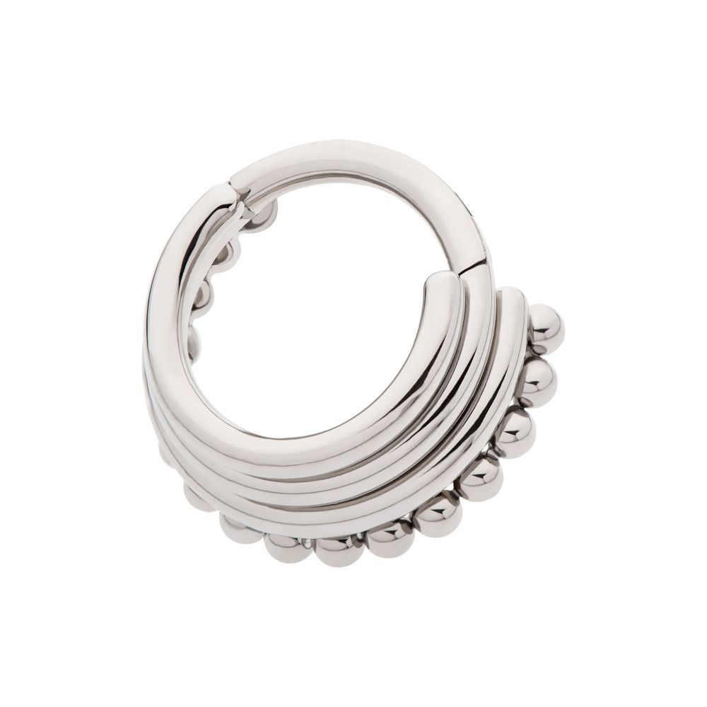 Titanium Quadruple Stacked Side Facing Hinged Segment Clicker with Clustered Beads