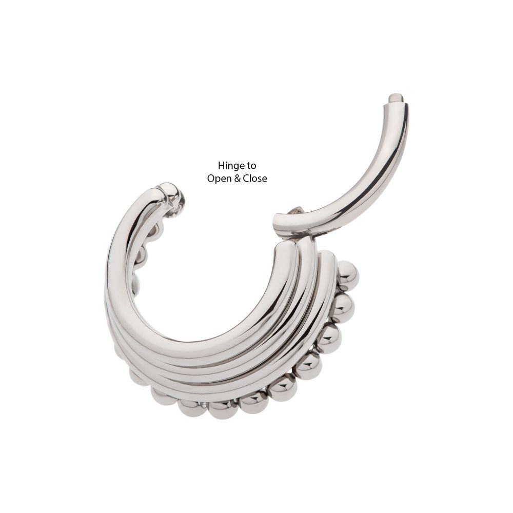 Titanium Quadruple Stacked Side Facing Hinged Segment Clicker with Clustered Beads