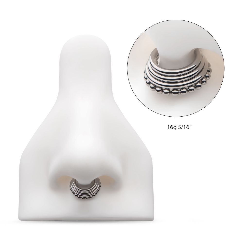 Titanium Quadruple Stacked Side Facing Hinged Segment Clicker with Clustered Beads