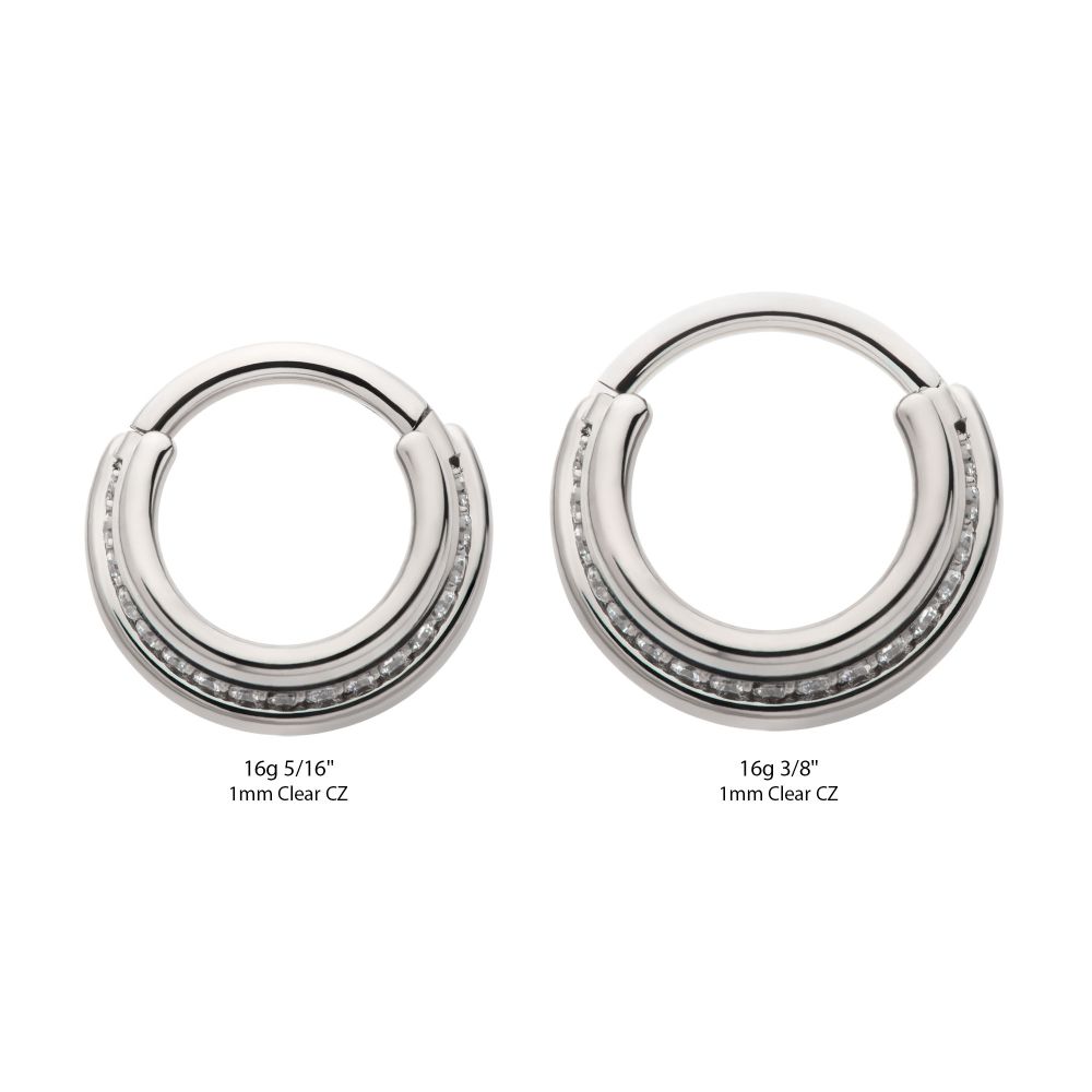 Titanium Triple Stacked Side Facing Hinged Segment Clicker with CNC Set 1mm Full Clear CZ