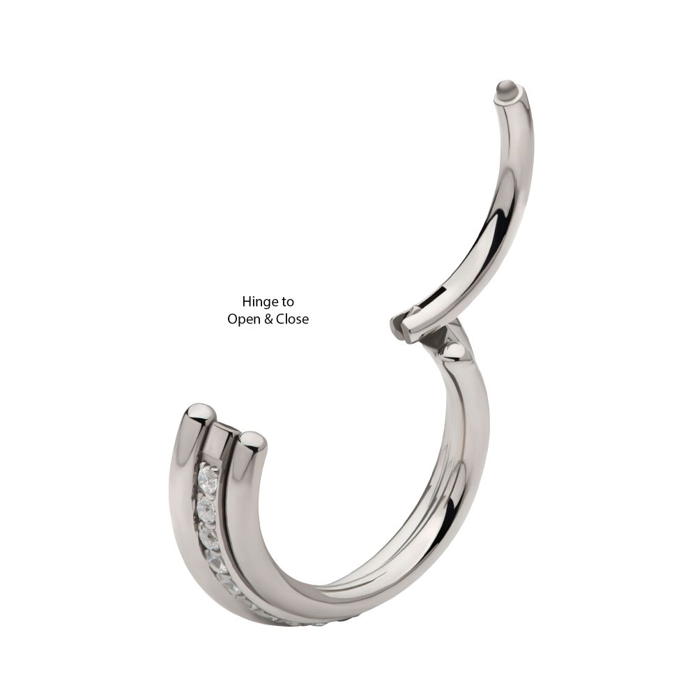 Titanium Triple Stacked Side Facing Hinged Segment Clicker with CNC Set 1mm Full Clear CZ