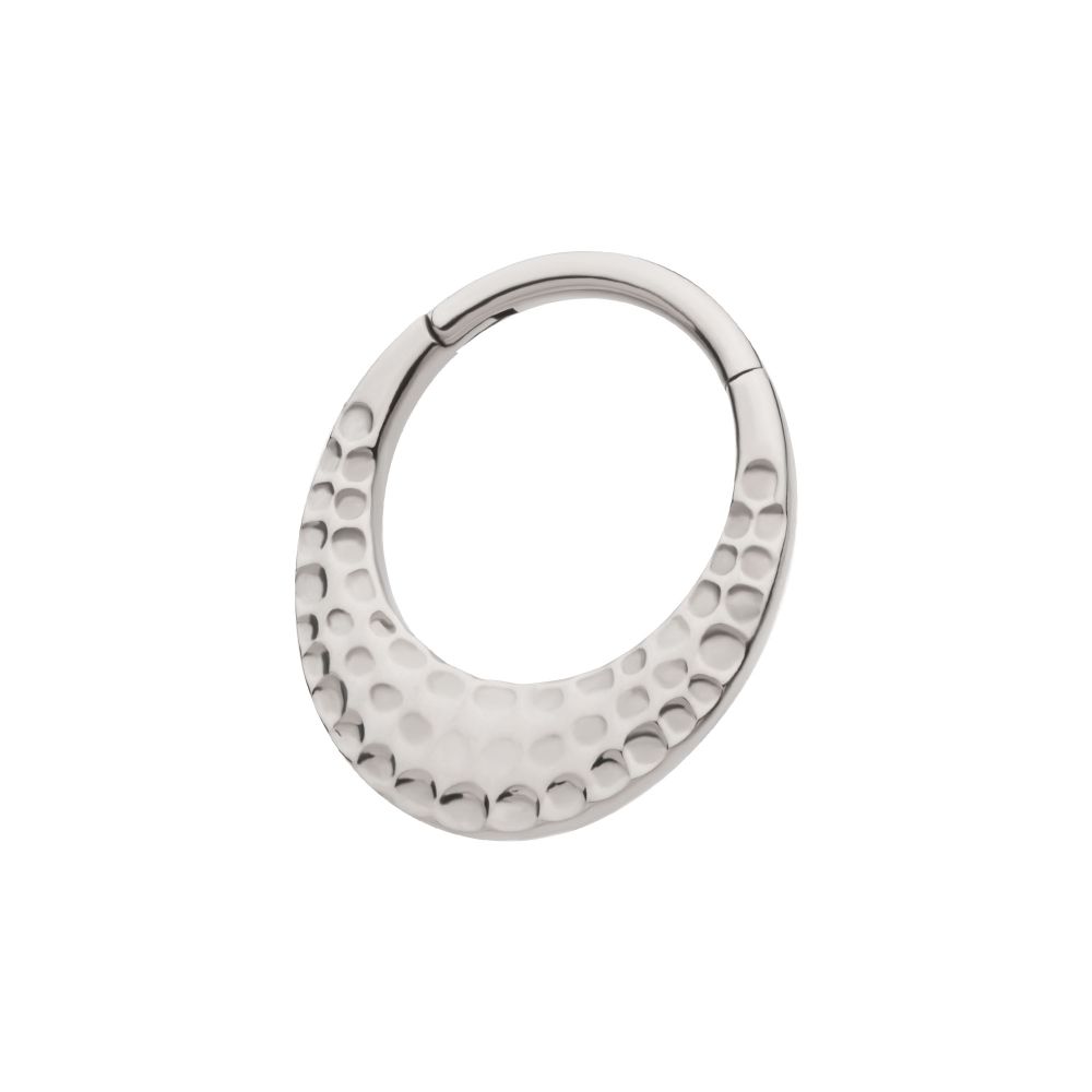 Titanium Hammered Round Shape Front Facing Hinged Segment Clicker