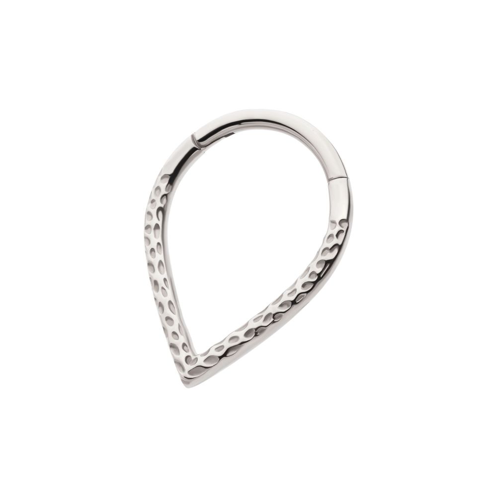 Titanium Hammered V-Shape Front Facing Hinged Segment Clicker