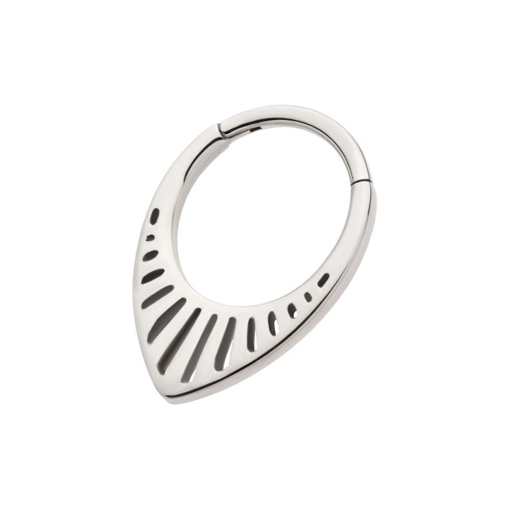 Titanium Cut Out Teardrop Shape Front Facing Hinged Segment Clicker
