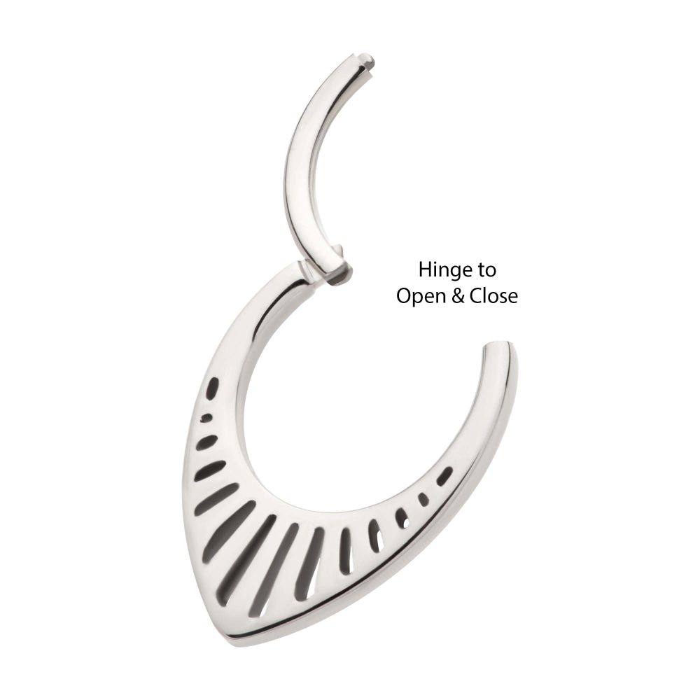 Titanium Cut Out Teardrop Shape Front Facing Hinged Segment Clicker