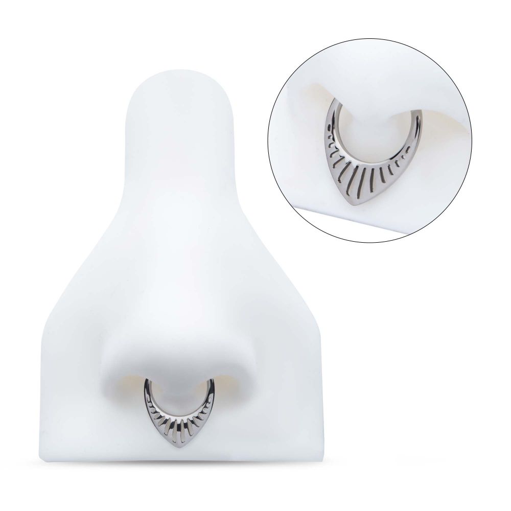 Titanium Cut Out Teardrop Shape Front Facing Hinged Segment Clicker