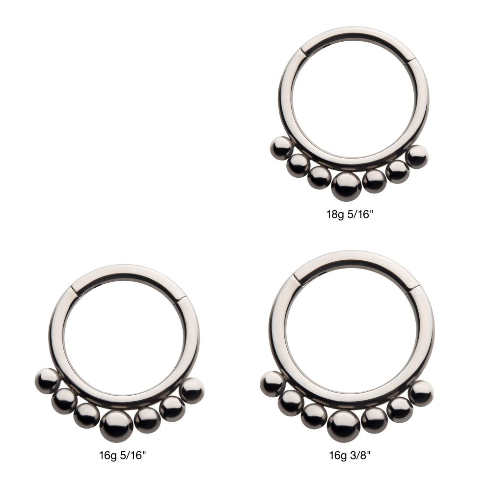 Titanium with 7 Cluster Beads Front Facing Hinged Segment Clicker