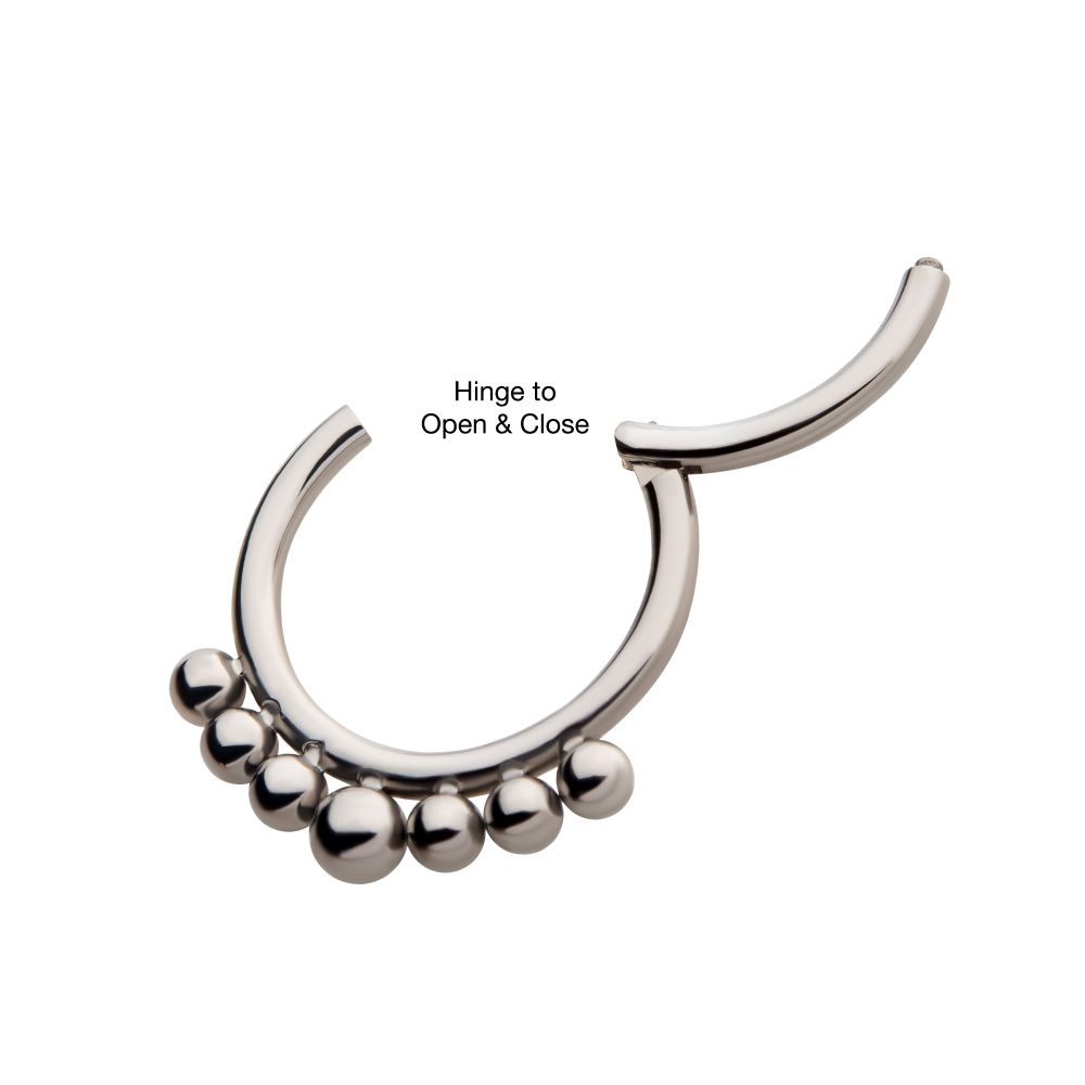Titanium with 7 Cluster Beads Front Facing Hinged Segment Clicker