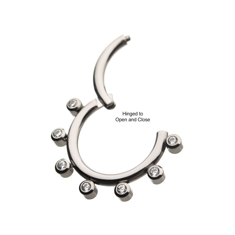 Titanium 7 Bezel Set Gem Hinged Segment Clicker