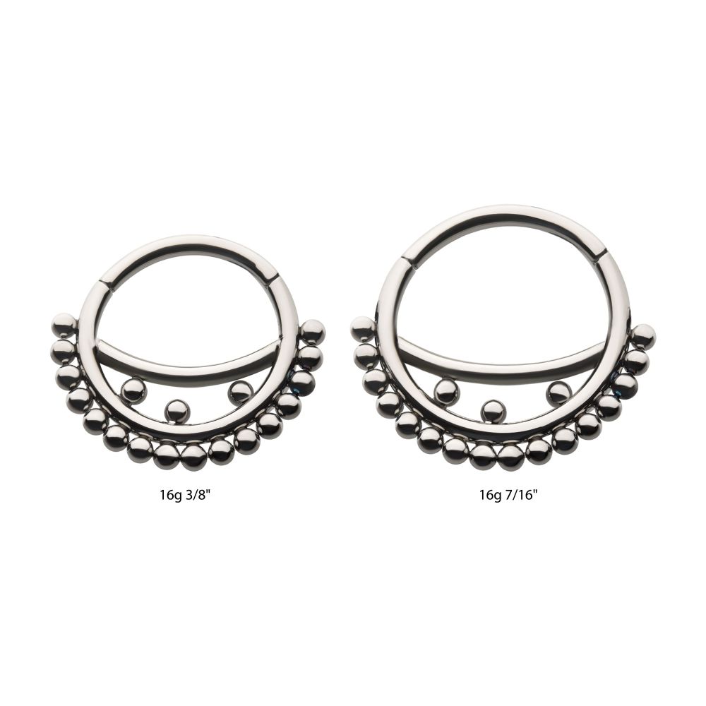 Titanium Smiley Design Cluster Beads Front Facing Hinged Segment Clicker