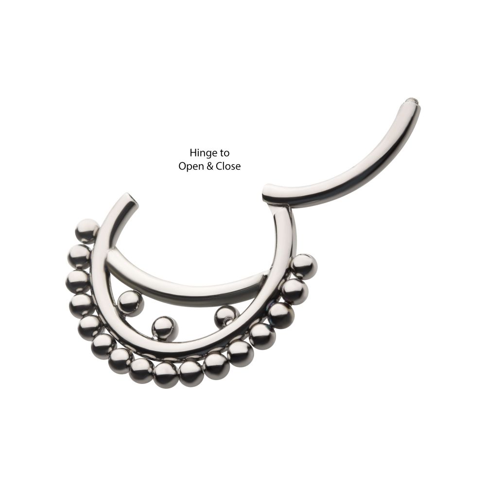 Titanium Smiley Design Cluster Beads Front Facing Hinged Segment Clicker