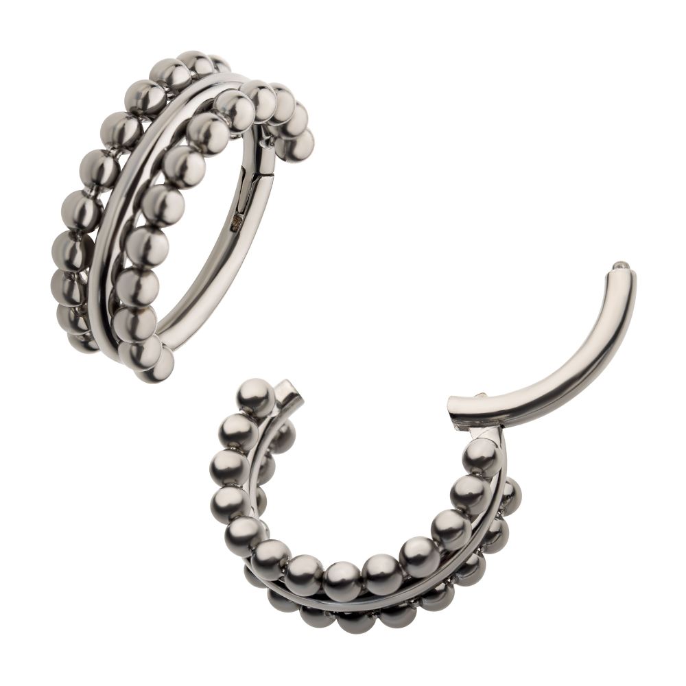 Titanium with Double Sided Beads Side Facing Hinged Segment Clicker
