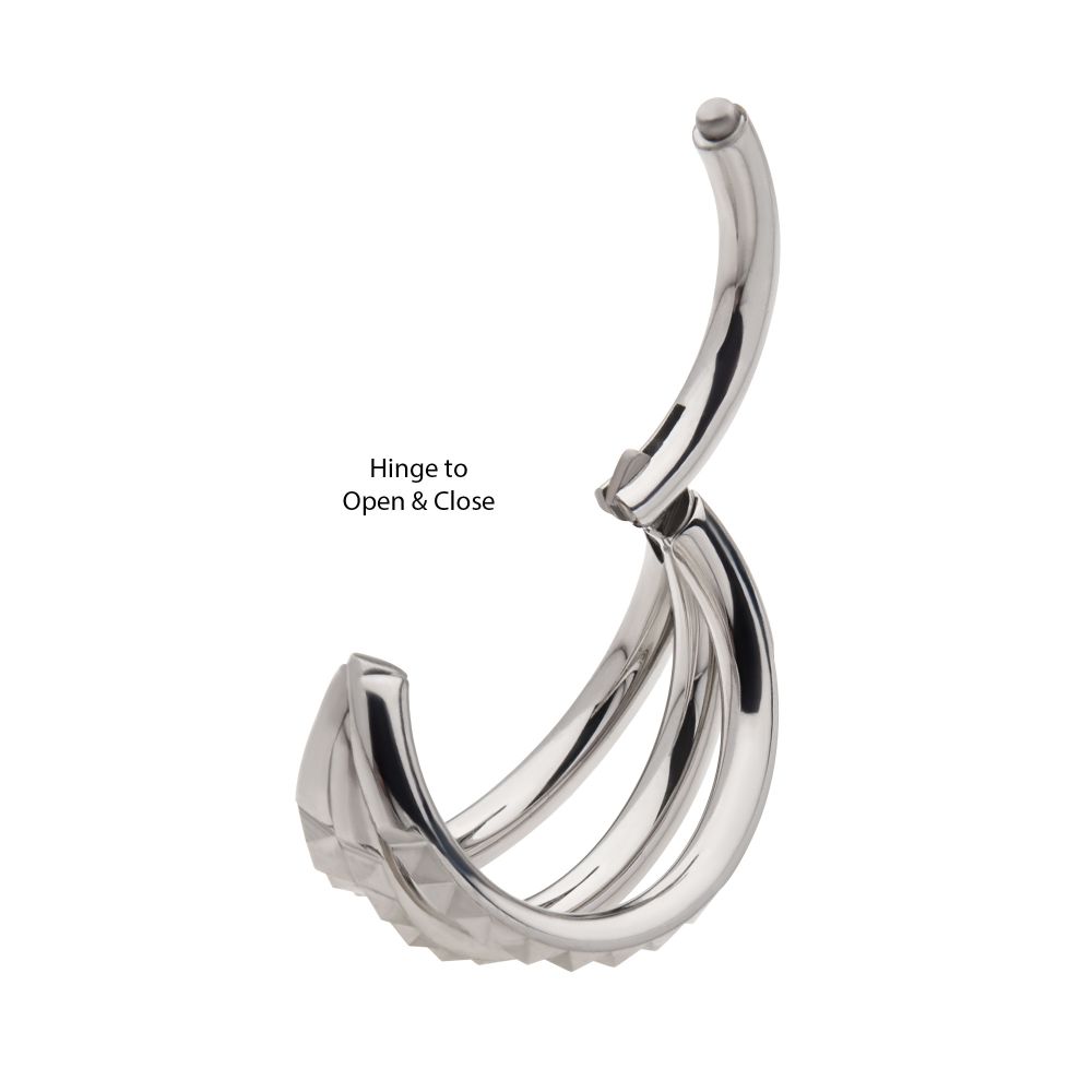 Titanium Pyramid Stud Double Hoop Side Facing Hinged Segment Clicker