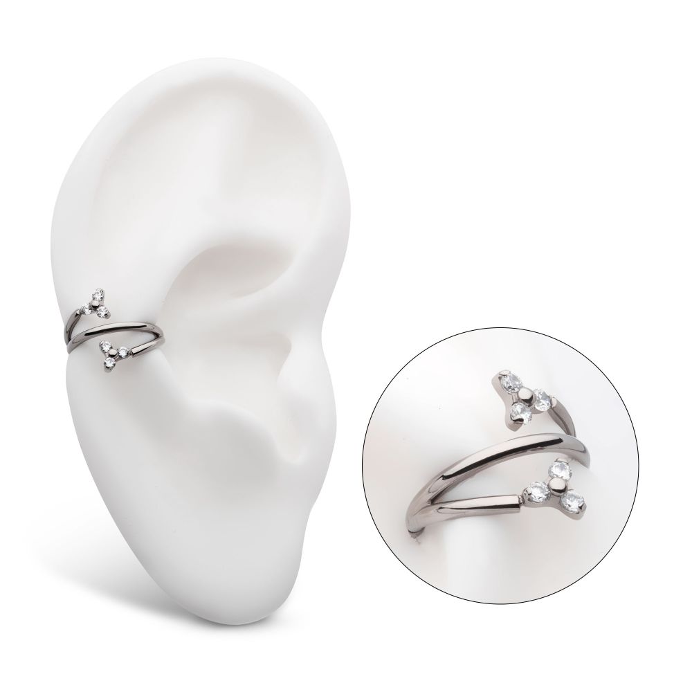 Titanium Double Ended Twist Side Facing Hinged Segment Clicker with Pronged Trinity CZ