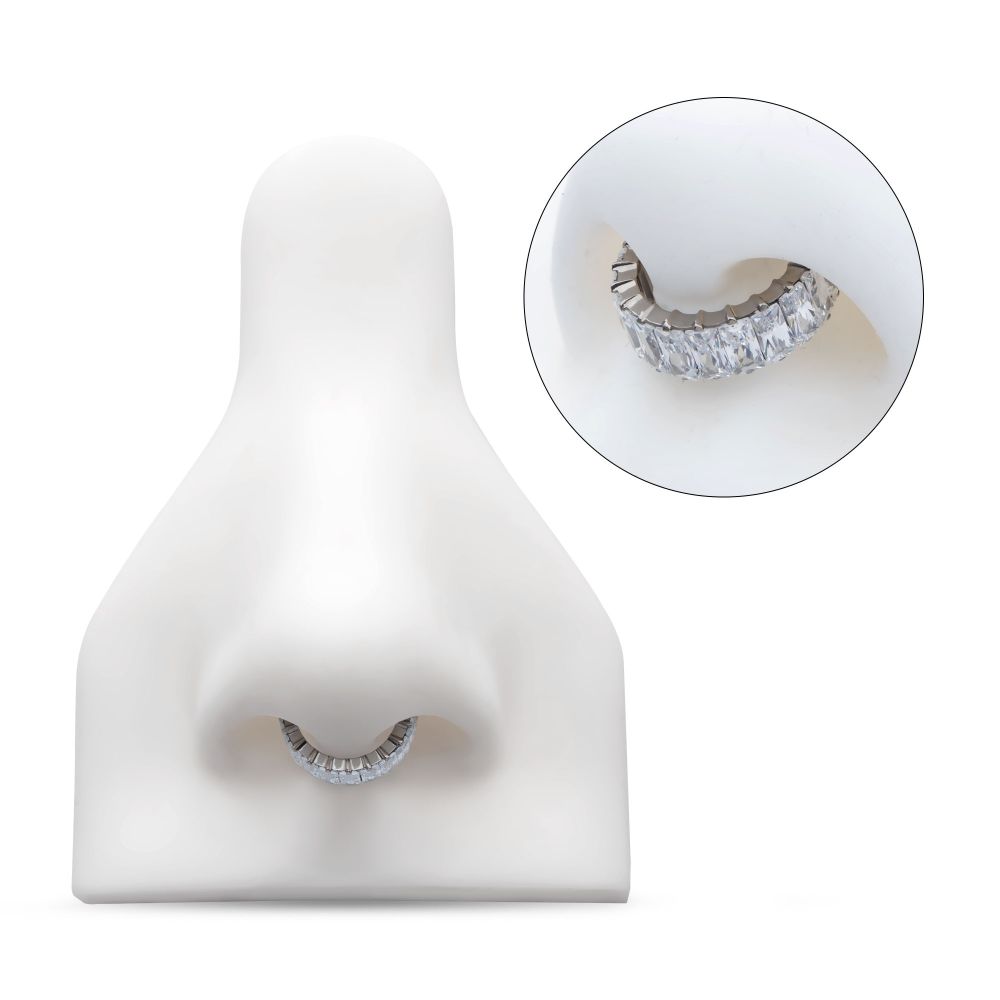 Titanium with CNC Set Baguette CZ Side Facing Hinged Segment Clicker