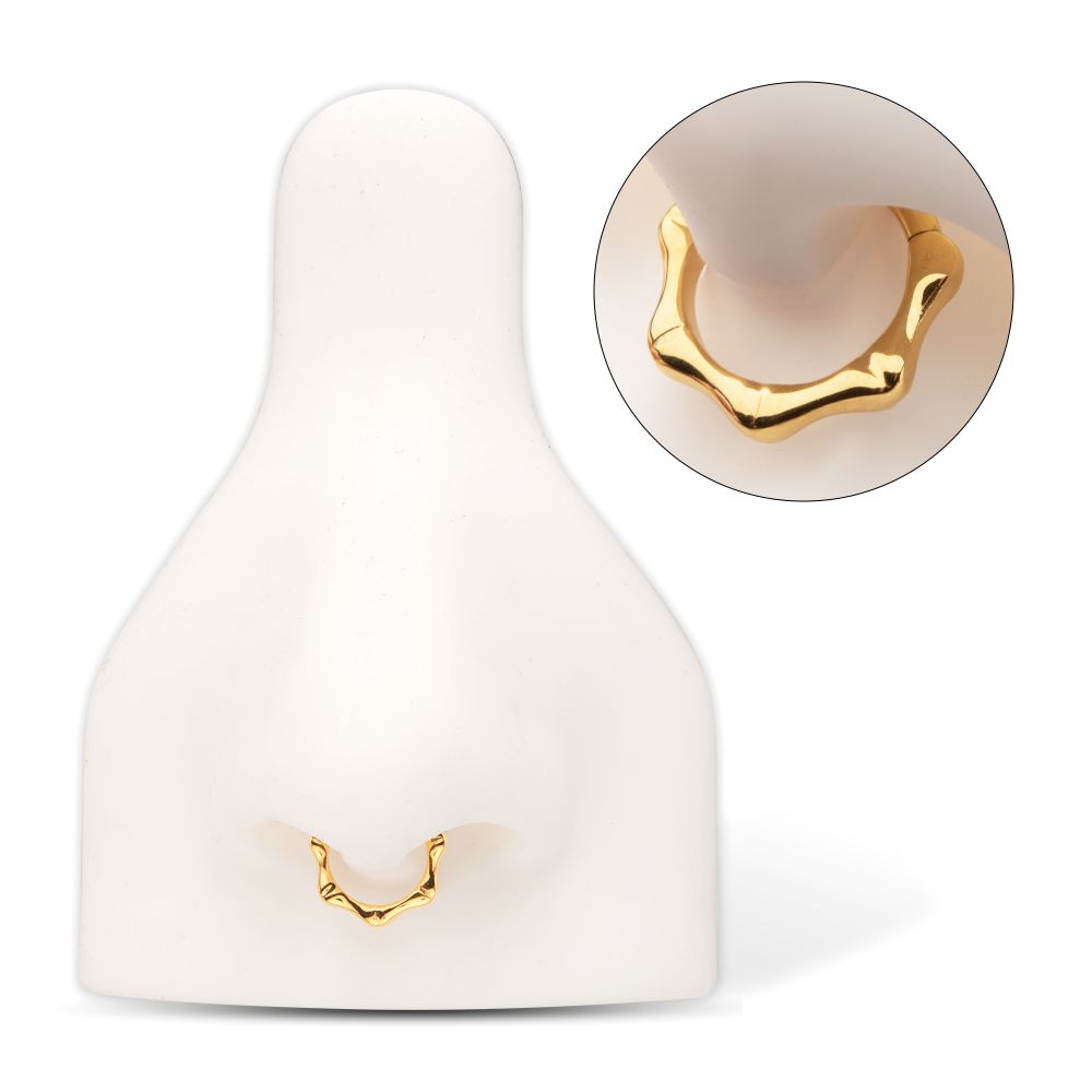 24KT Gold PVD Titanium Bone-Shaped Front Facing Hinged Segment Clicker