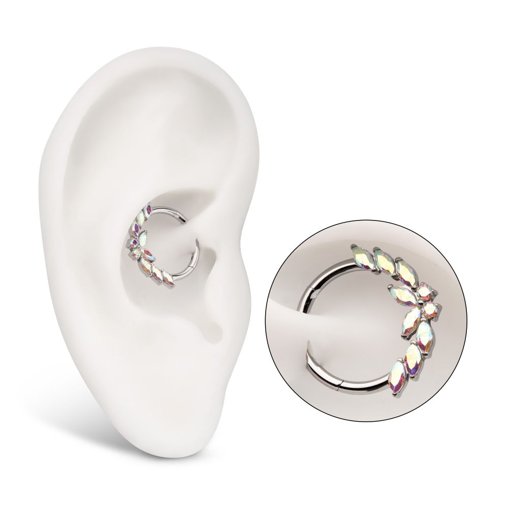 Titanium Butterfly & Marquise Gem Front Facing Hinged Segment Clicker