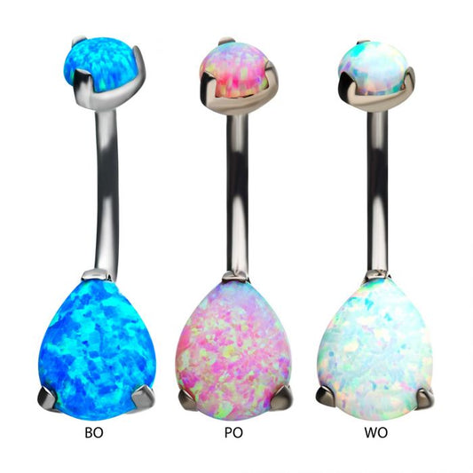 STERILIZED Titanium Internally Threaded Double Opal 3-Prong Teardrop Navel Curves