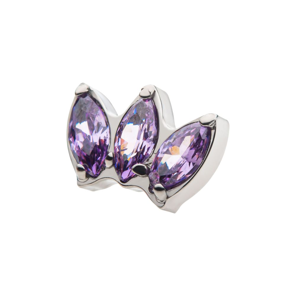 Titanium Internally Threaded with Triple Marquise CZ/Synthetic Opal Cluster Top