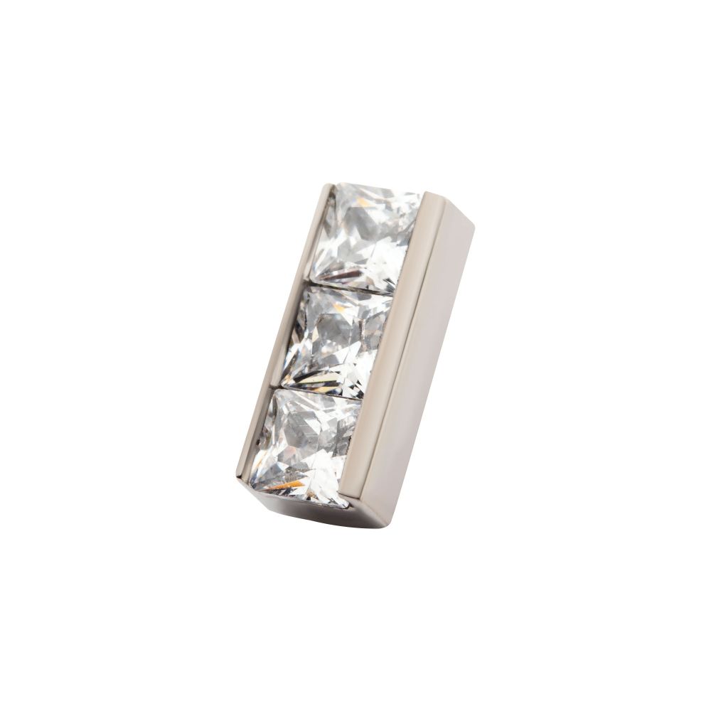 Titanium Internally Threaded with Channel Set Princess Gem Bar Top