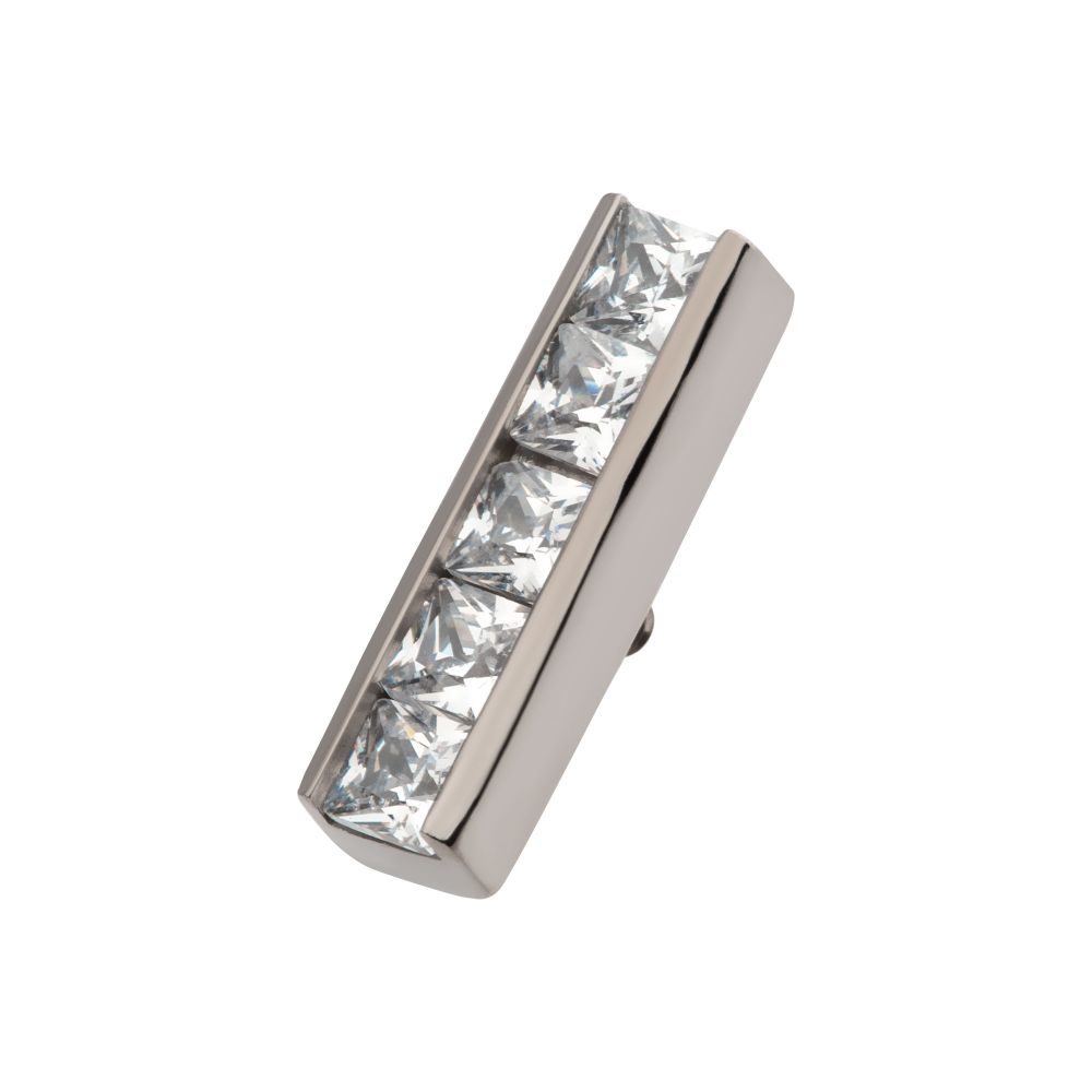 Titanium Internally Threaded with CNC Set Clear CZ 5-Cluster Bar Top
