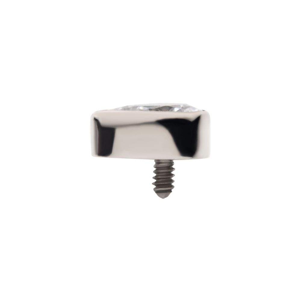 Titanium Internally Threaded with Bezel Set CZ Pear-Shaped Top