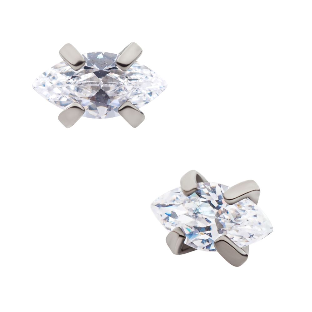 Titanium Internally Threaded with Prong Set CZ Marquise Shape Top
