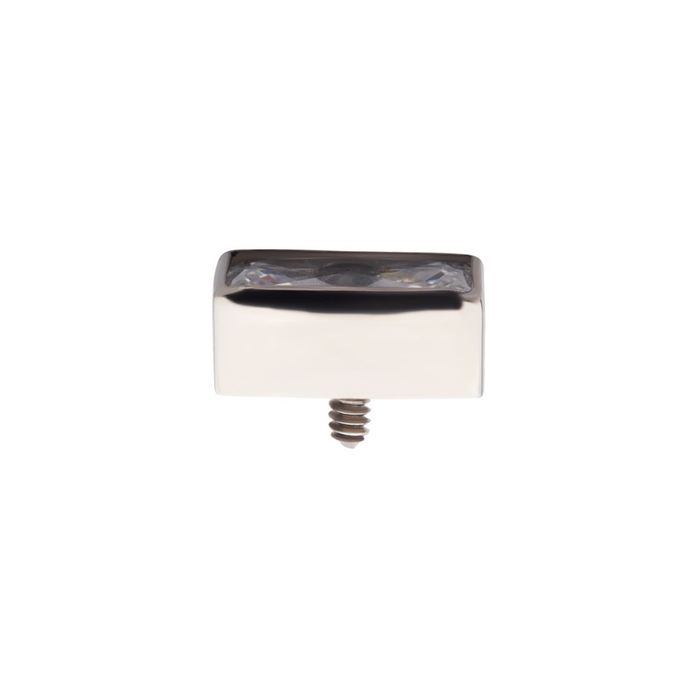 Titanium Internally Threaded with Bezel Set CZ Rectangular Shape Top
