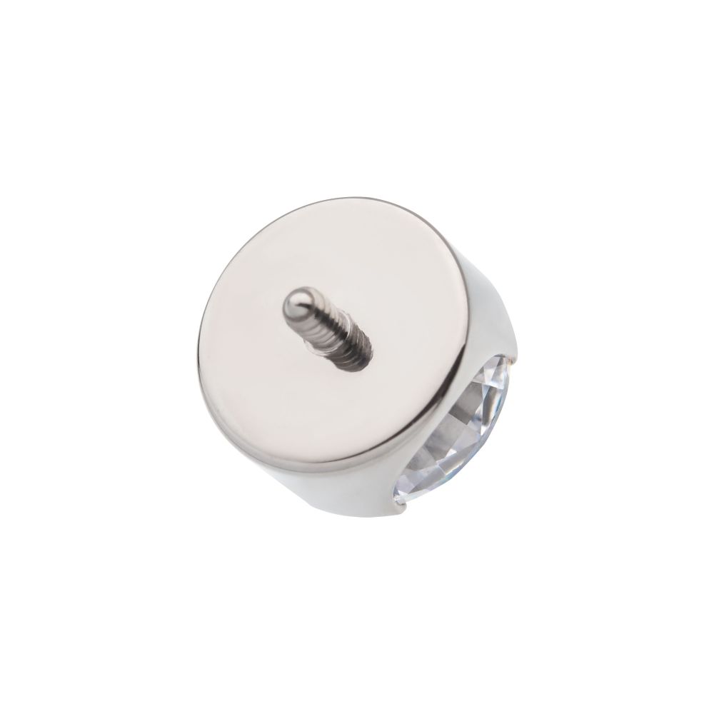 Titanium Internally Threaded with Prong Set Semi-Bezel Clear Gem Top