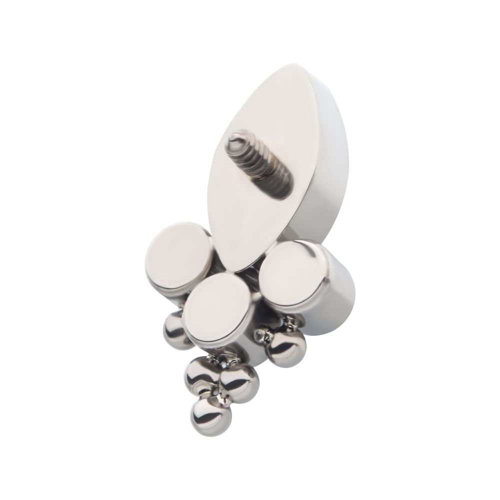 Titanium Internally Threaded with Clustered Beads, Bezel Set Marquise & Round CZ Top