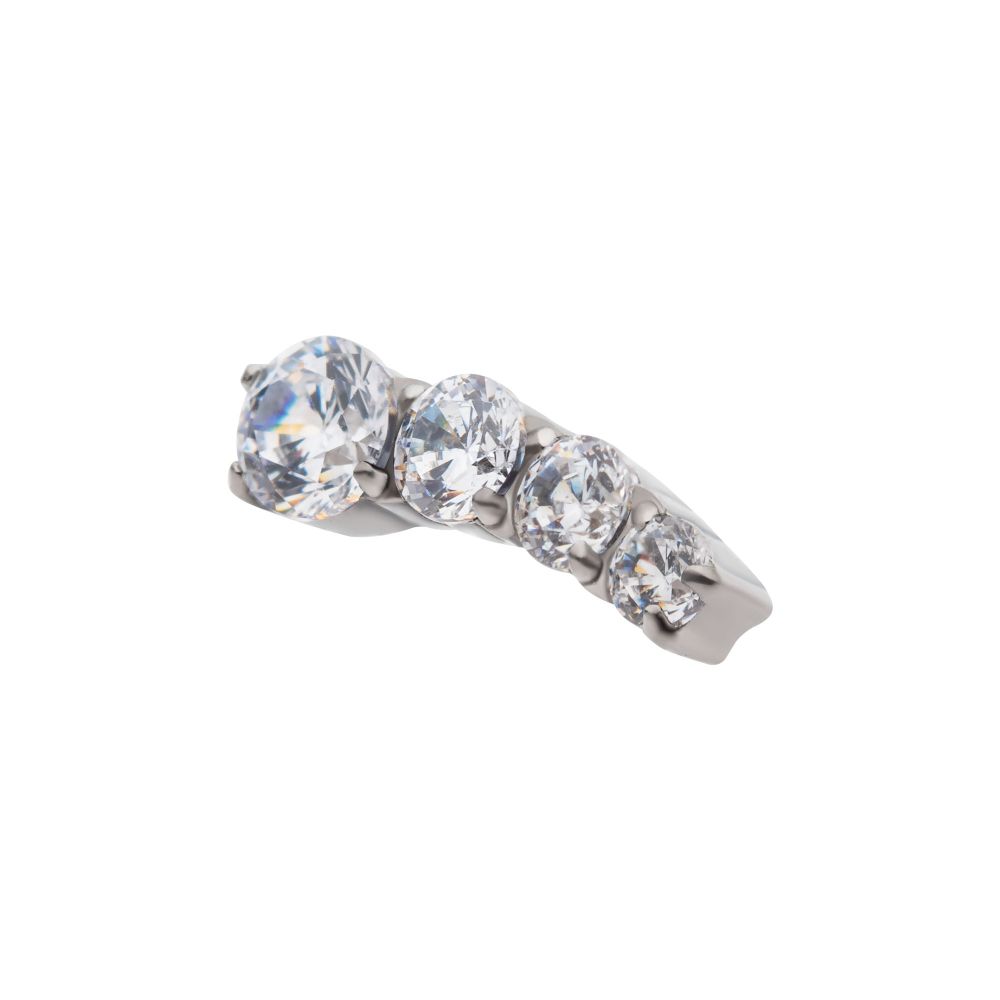 Titanium Internally Threaded with Prong Set CZ Staggered 4-Cluster Top (Left Ear)