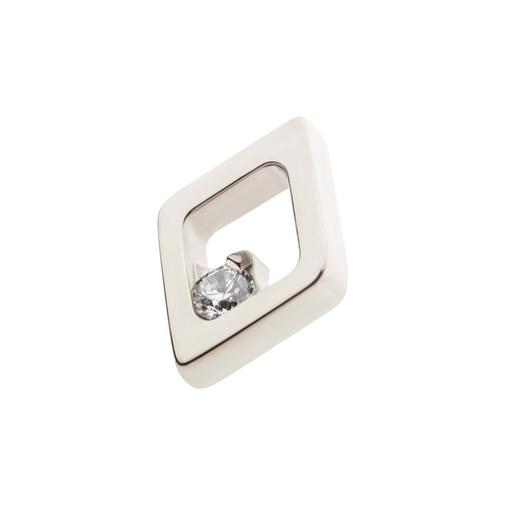 Titanium Internally Threaded Rhombus Shape with Clear CZ Top