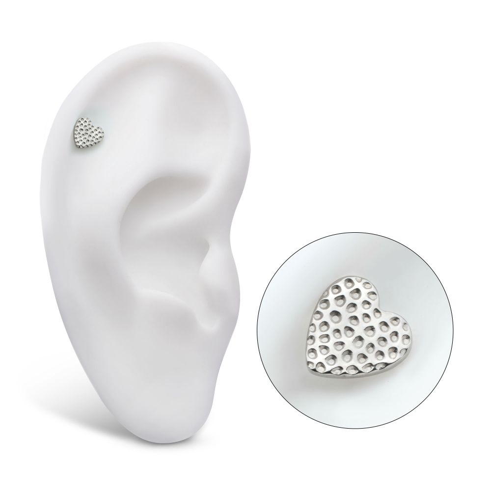 Titanium Internally Threaded Hammered Heart Top