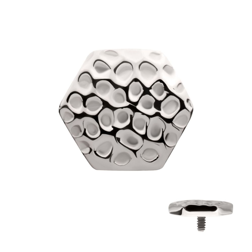 Titanium Internally Threaded Hammered Hexagon Top